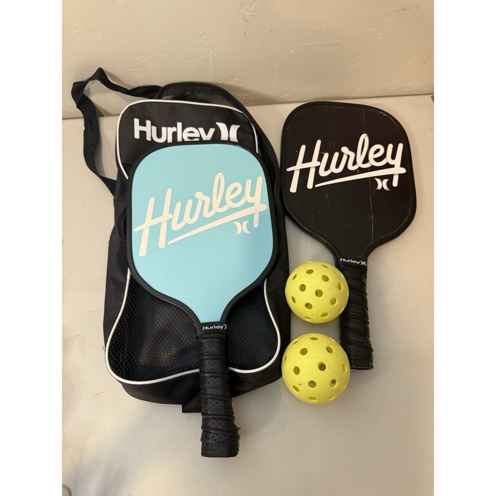 Hurley Pickleball Set with Carry Case 5 Piece Turquoise Blue & Black